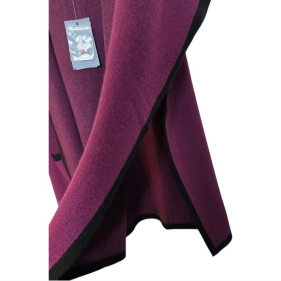 State Fusio Merino Wool Cashmere Womens Cardigan Berry Hooded Sweater Medium - Picture 5 of 12